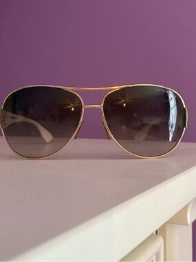 Armani Gold Aviator Sunglasses with Gradient Smoke Lenses